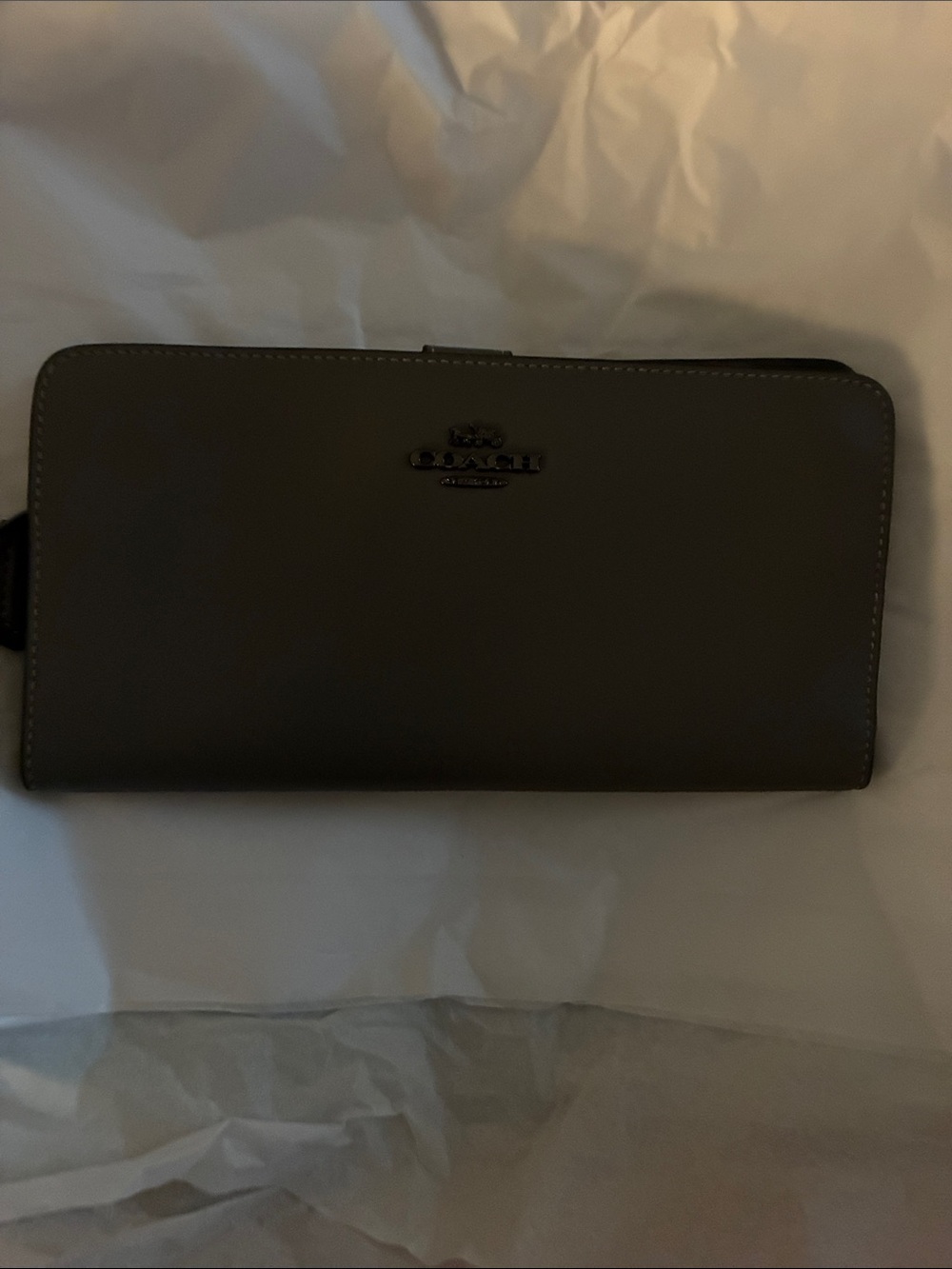 Coach Slim Zip-Around Wallet in Black Leather